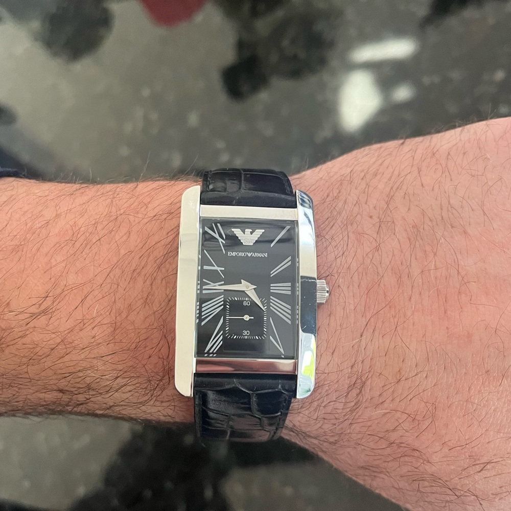 Emporio Armani Black Genuine Leather